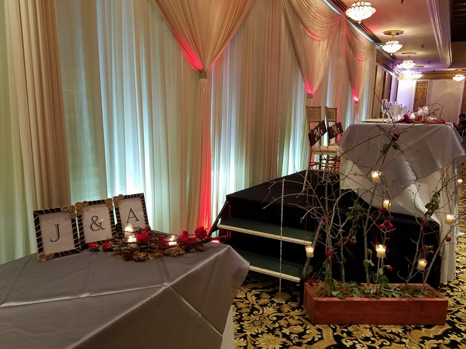 Side view of head table